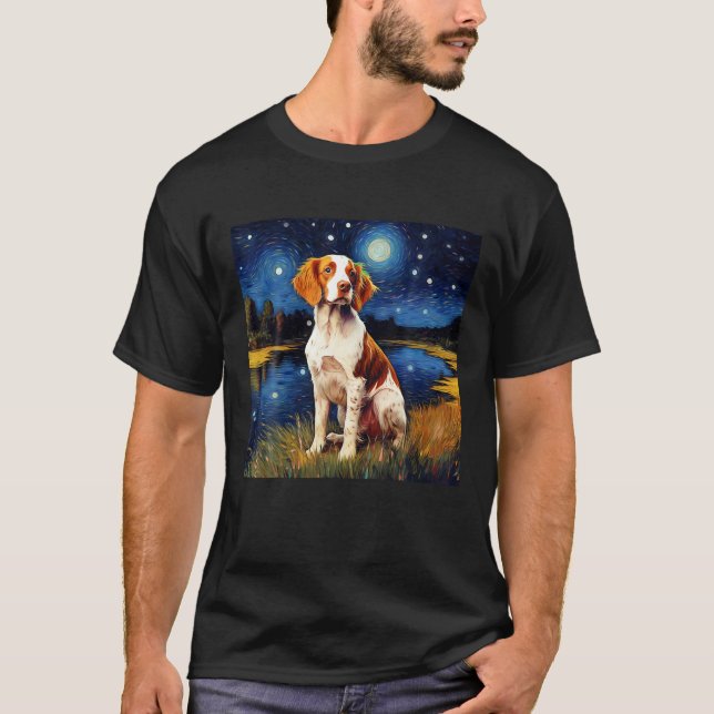 Surreal Starry Night Brittany Spain Hund tröja (Framsida)