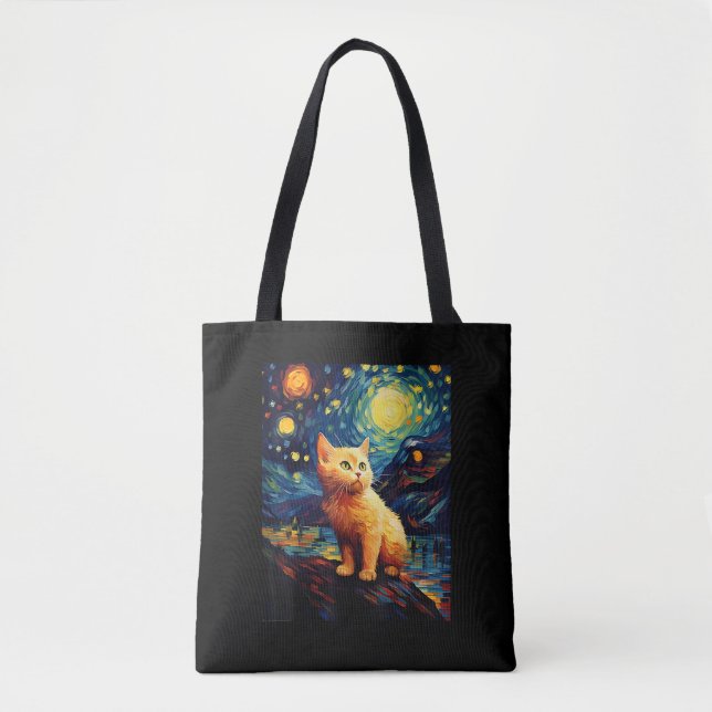 Surreal Starry Night Munchkin Cat Tygkasse (Framsida)