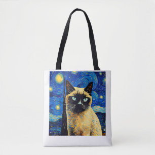 Surreal Starry Night Siamese Cat_1 Tygkasse