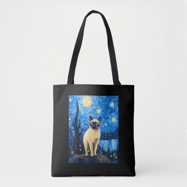 Surreal Starry Night Siamese Cat Tygkasse (Framsida)