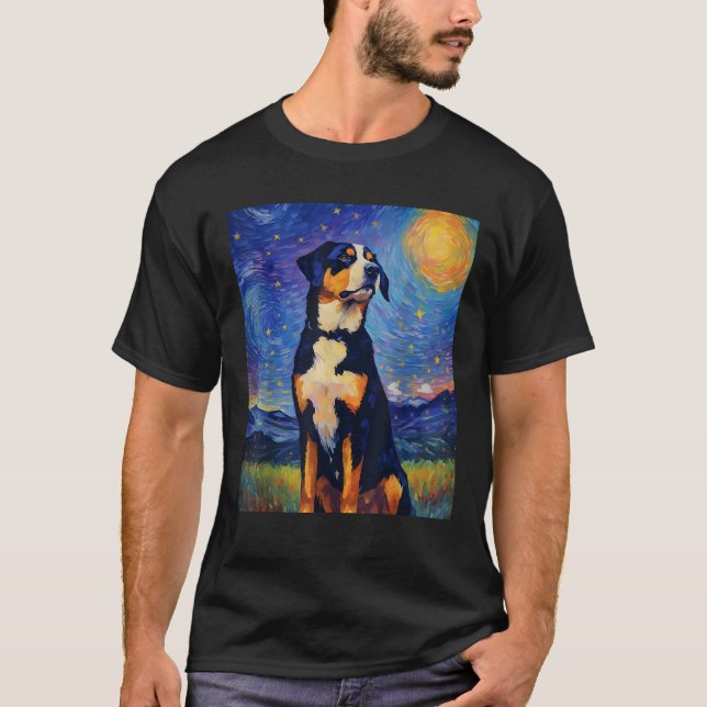 Surreal Starry Night Underbarare Swiss Mountain Hu T Shirt (Framsida)