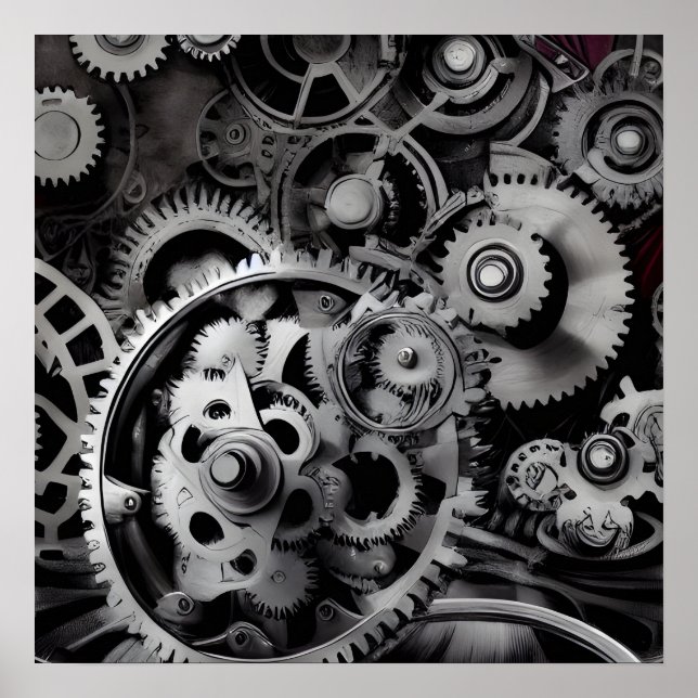 Surreal Steampunk Gears Background Poster (Framsidan)