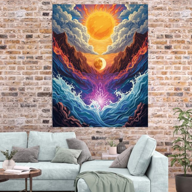 Surreal Sun and Moon Abstract Landscape Poster (Skapare uppladdad)