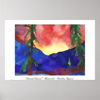 "Surreal Sunrise" - Vattenfärg - Caroline Tigeress Poster