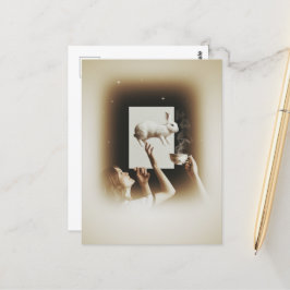 Surreal tea med vit bunny vykort