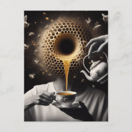 Surreal tea-tid med bin vykort