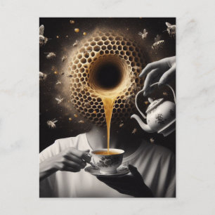 Surreal tea-tid med bin vykort