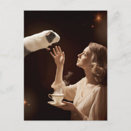 Surreal Tea Time Magic Guinea Gris Vykort