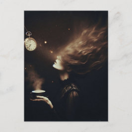 Surreal Tea Time Sepia Vykort