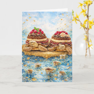 Surreal Tiramisu och kaffe sköldpadda födelsedagsf Kort