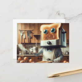 Surreal Toaster Egg Breakfast Person Vykort