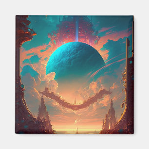 Surreal Torn Planet Visionary liggande Magnet