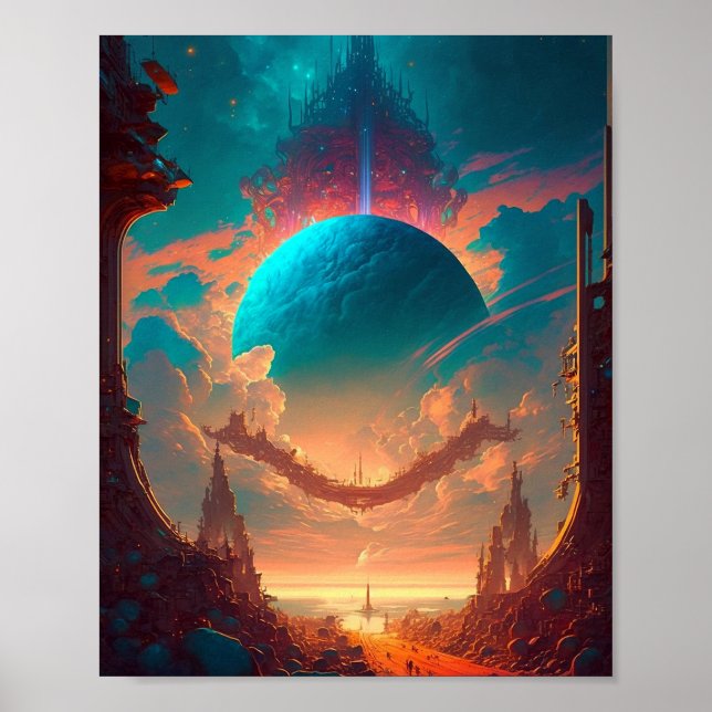 Surreal Torn Planet Visionary liggande Poster (Framsidan)