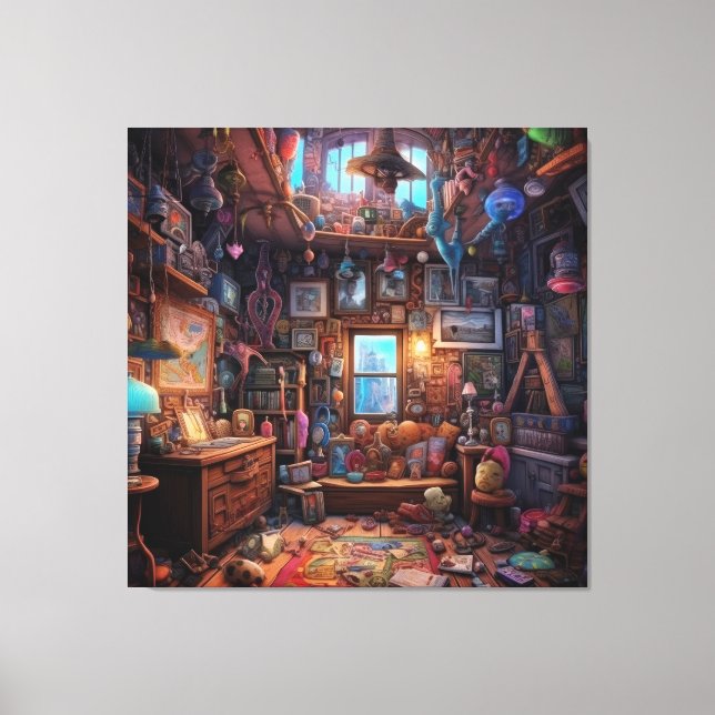 Surreal Trippy Room Psychodelic House Artwork Canvastryck (Framsida)