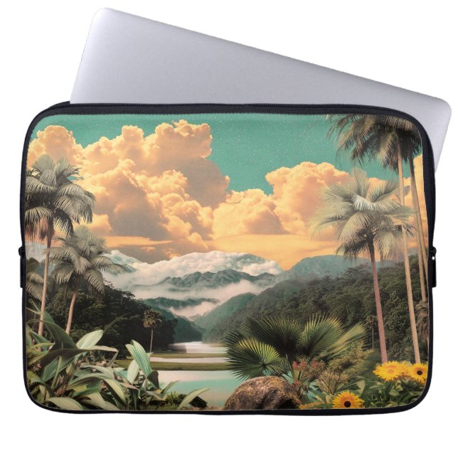 Surreal tropisk dal med palmer laptop fodral (Framsidan)