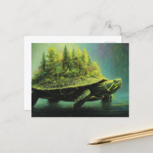 Surreal Turtle med en skog på Snäcka Vykort