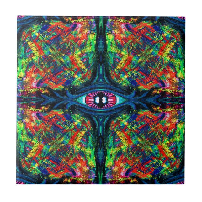 Surreal Twisted Trippy Eye Visionary Oil Painting  Kakelplatta (Framsidan)