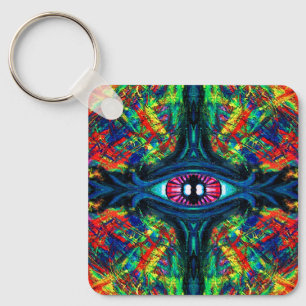 Surreal Twisted Trippy Ögon Visionär Oljemålning Nyckelring