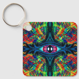Surreal Twisted Trippy Ögon Visionär Oljemålning Nyckelring