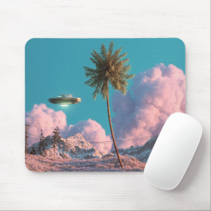 Surreal UFO- och palmtrotsbergsscen Musmatta
