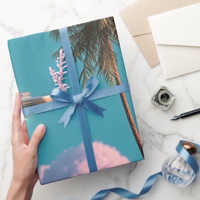 Surreal UFO- och palmtrotsbergsscen Presentpapper (Gifting)