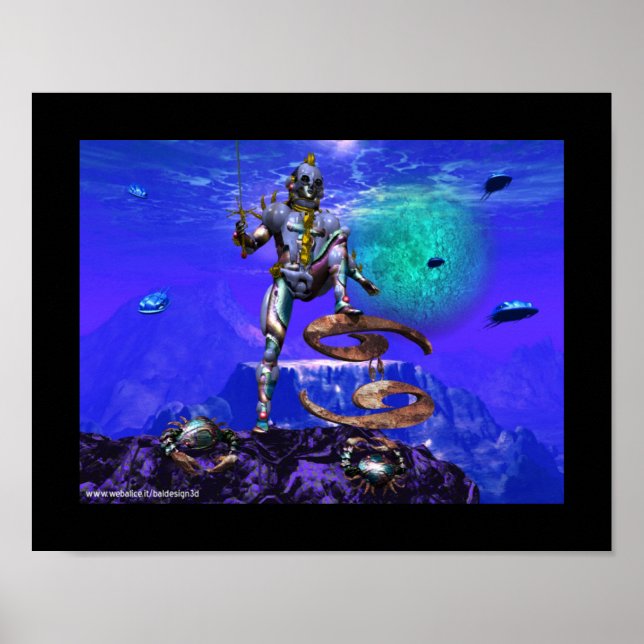 SURREAL UNDERSEA/Cancer Zodiac Birthday Sign Poster (Framsidan)