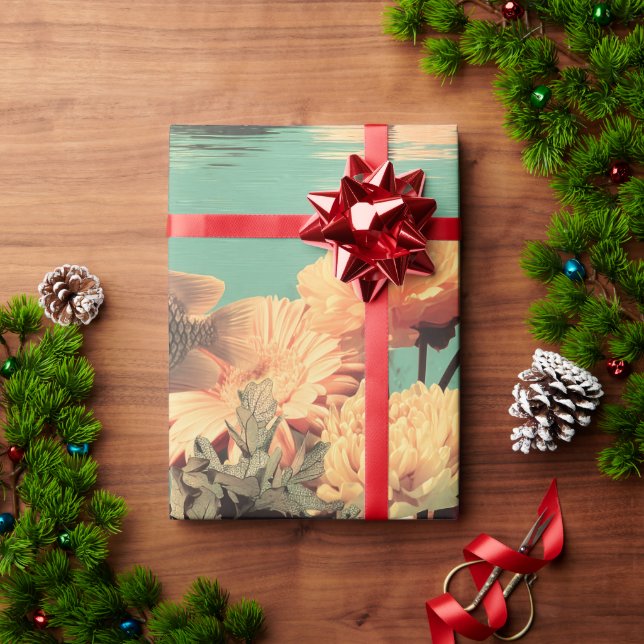 Surreal undervattenporträtt med korallblommor presentpapper (Julgåva)