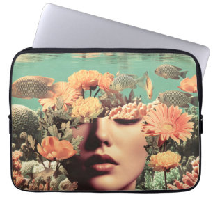 Surreal Undervattensporträtt Med Korallblommor Laptop Fodral