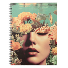 Surreal Underwater Portrait With Coral Flowers Anteckningsbok