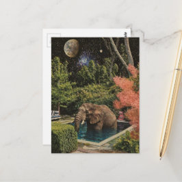 Surreal vacker elefant i poolen vykort