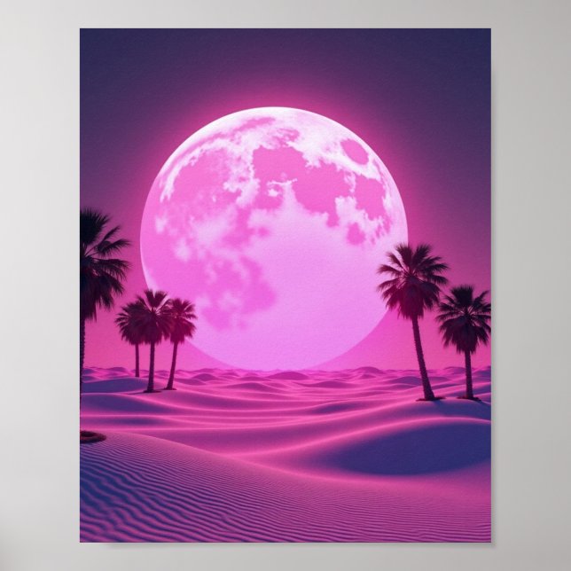 Surreal Vaporwave Desert Scene Poster (Framsidan)