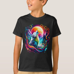 Surreal Varg Howling vid Måne 02 T Shirt
