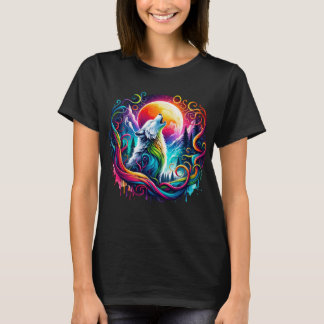 Surreal Varg Howling vid Måne 02 T Shirt