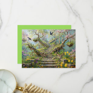 Surreal vårstegsgång Sväljer vildblommor Tack Kort