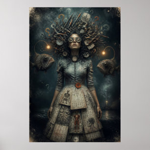 Surreal viktoriansk kvinna Mörk Fantasy Arttryck Poster