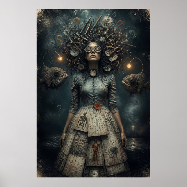 Surreal viktoriansk kvinna Mörk Fantasy Arttryck Poster (Framsidan)