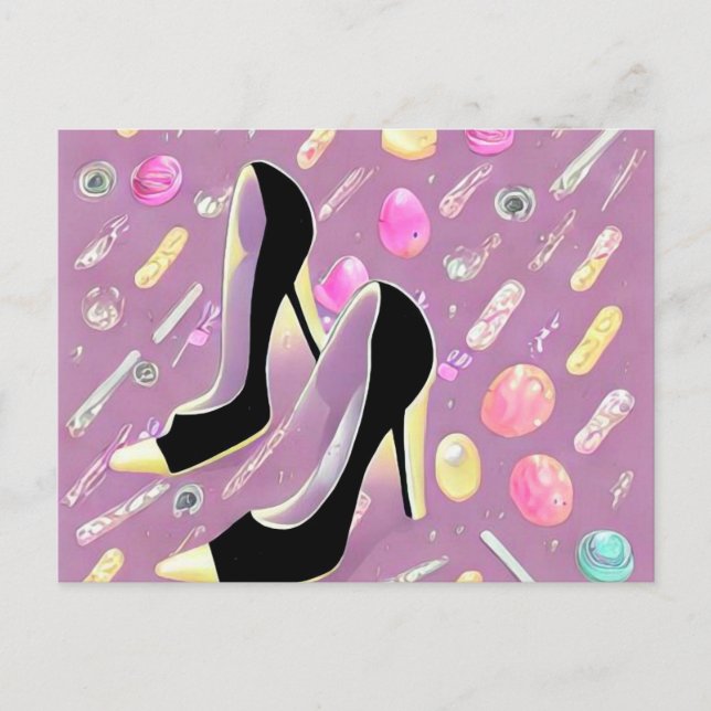Surreal Vintage High Heel Shoes & Candy Vykort (Framsida)