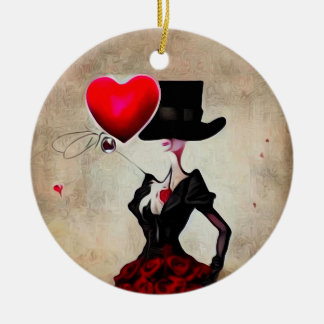 Surreal Vintage Top hat Dam Julgransprydnad Keramik