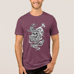 Surreal, vridande, bisarr, abstrakt, grafisk konst t shirt