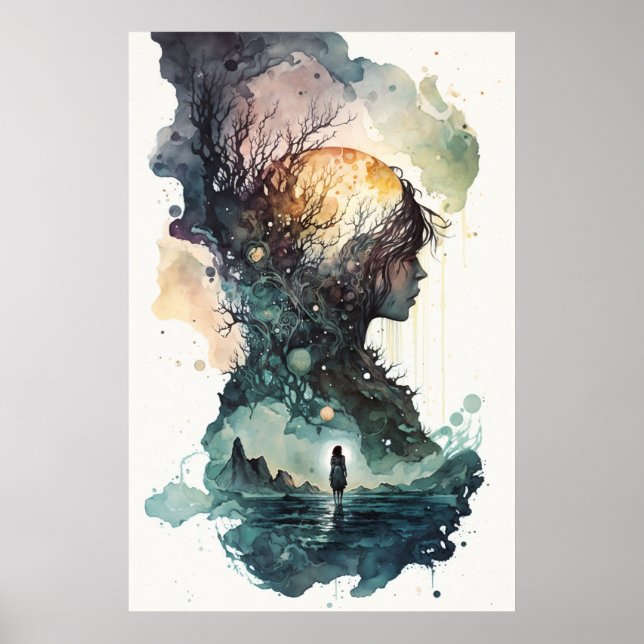 Surreal Watercolor Illustration Poster (Framsidan)