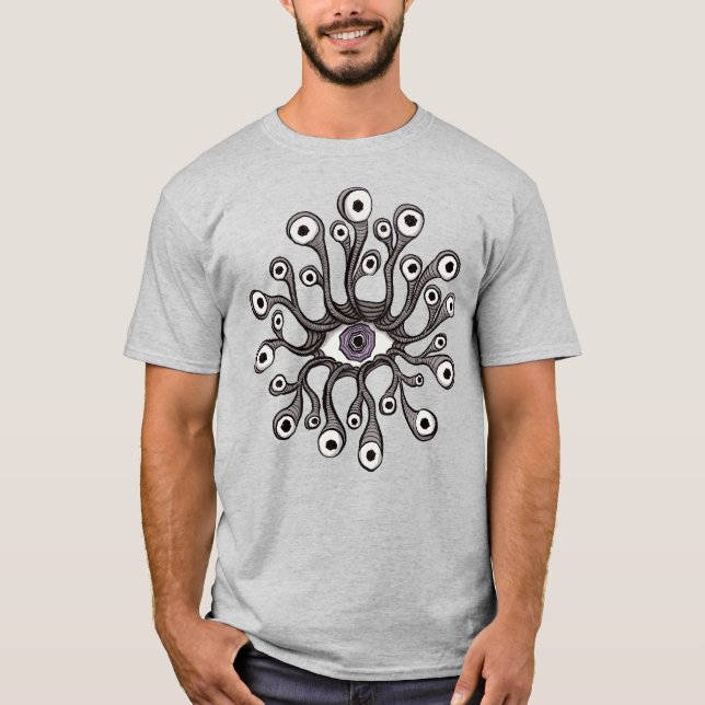 Surreal Weirdcore-ögon tentakelkonst T Shirt (Framsida)