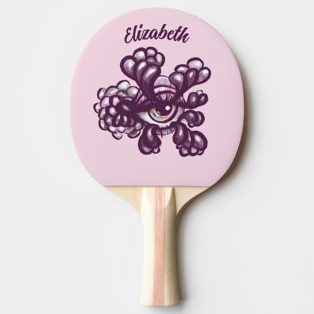 Surreal Weirdcore Ögonkonst i drömsk Pastell Pingisracket (Framsidan)