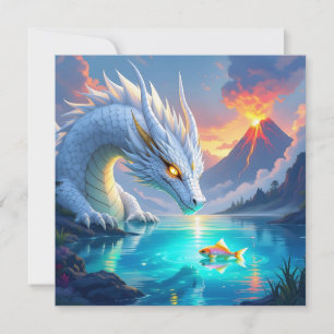 Surreal White Dragon och Guld Fish