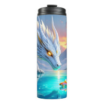 Surreal White Dragon och Guld Fish