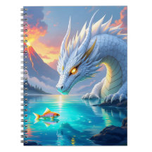 Surreal White Dragon och Guld Fish