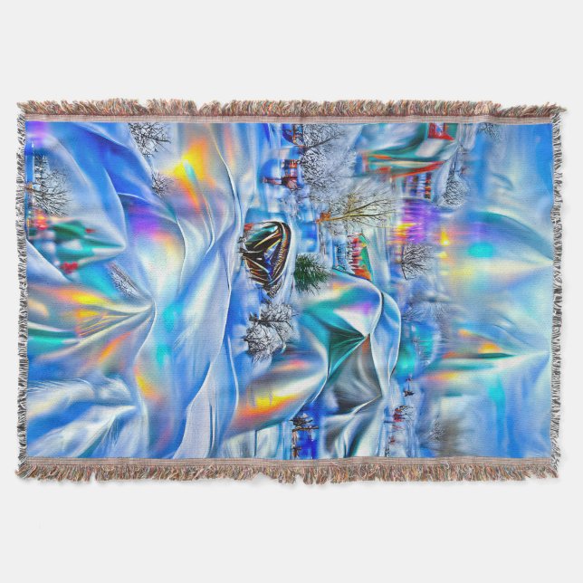 Surreal Winter Wonderland med Iridescent Ljus Filt (Framsidan)
