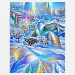 Surreal Winter Wonderland med Iridescent Ljus Fleecefilt