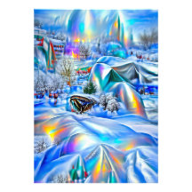 Surreal Winter Wonderland med Iridescent Ljus