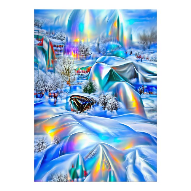 Surreal Winter Wonderland med Iridescent Ljus Fototryck (Framsidan)