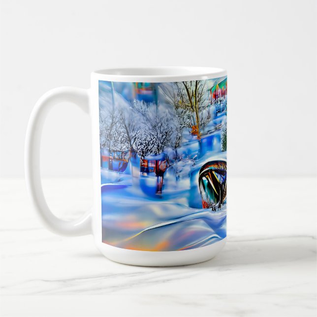 Surreal Winter Wonderland med Iridescent Ljus Kaffemugg (Vänster)